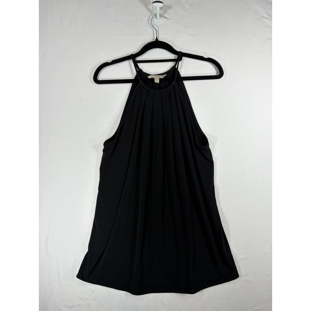 Banana Republic Halter Top Women Small Black Excellent Pleated Sleeveless Tank